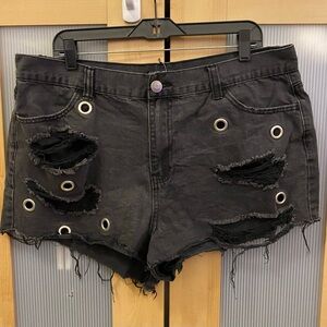 Forever 21+ faded black denim shorts Size 14